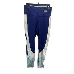 Xersion WomenFitness Active Performance Leggings workout pants Blue White Size M